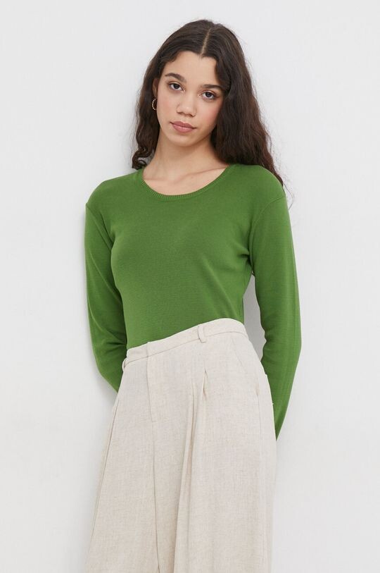 

Хлопковый свитер United Colors of Benetton, зеленый