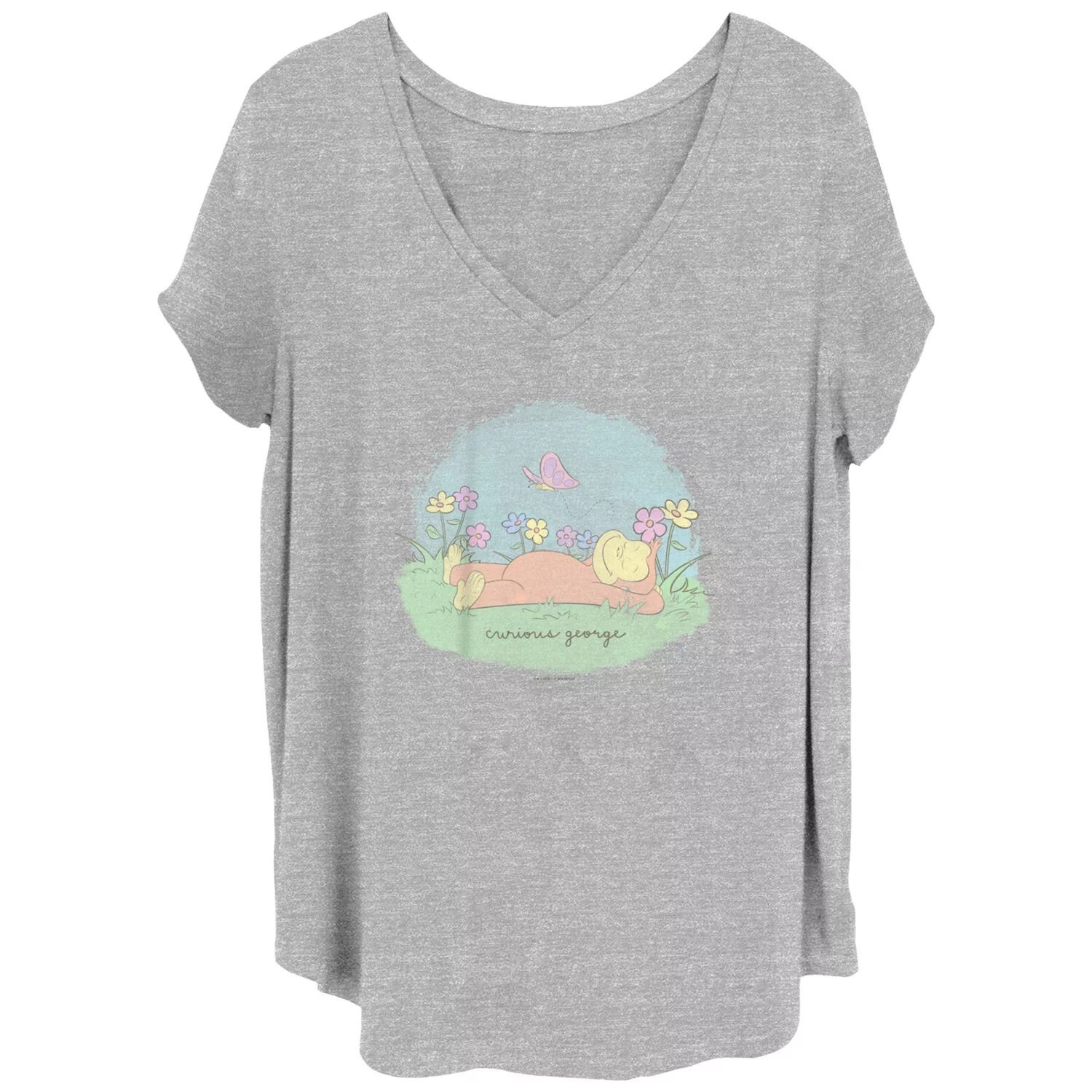 

Детская футболка больших размеров с рисунком Curious George Springtime Chill Licensed Character