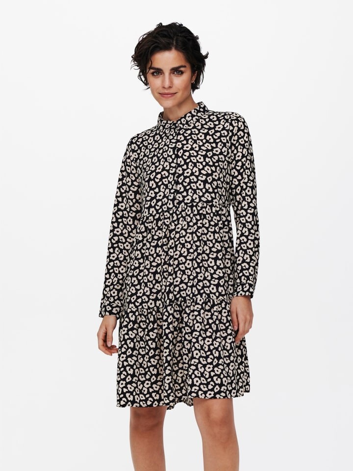 

Длинное платье JACQUELINE de YONG Kurzes Langarm Gemusterte Tunika Bluse JDYPIPER, цвет schwarz-beige