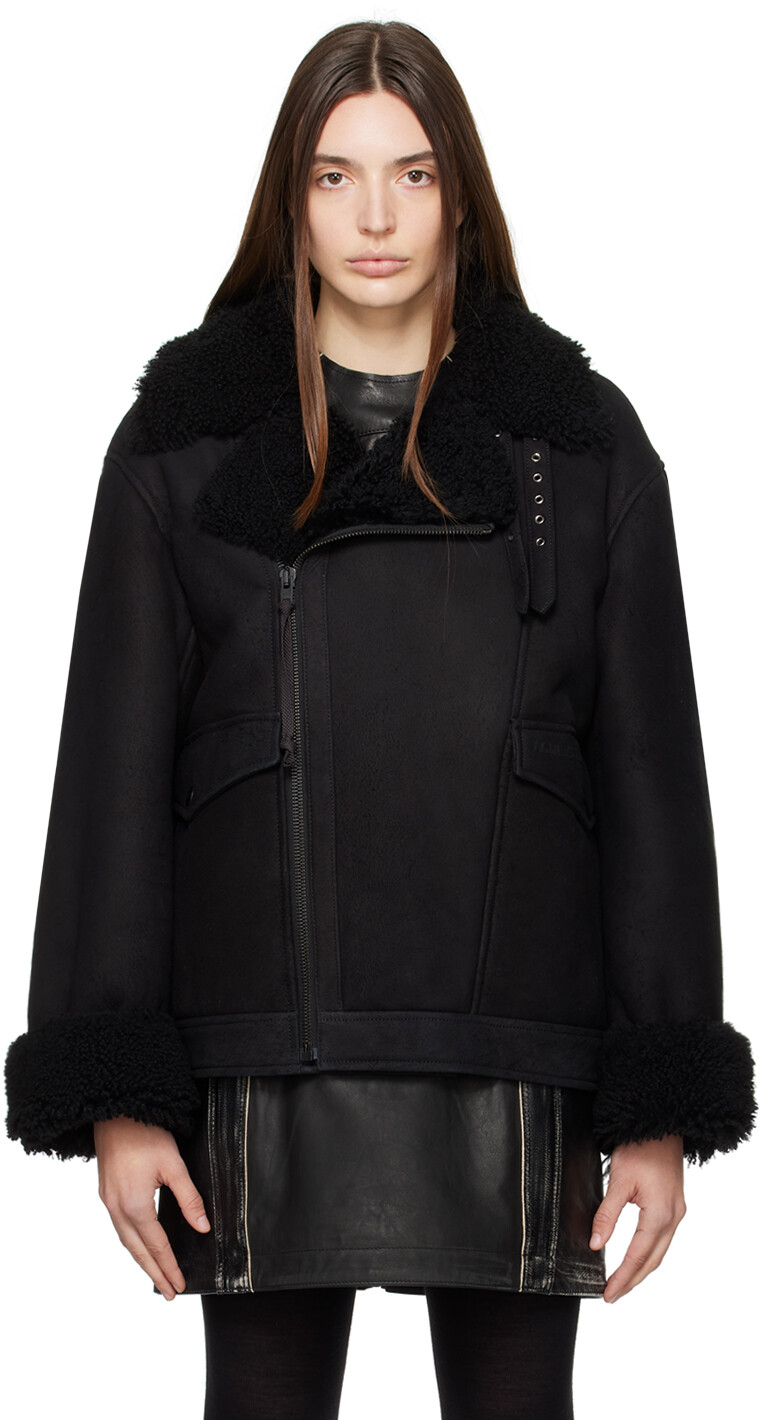 

Черная короткая дубленка на молнии Acne Studios