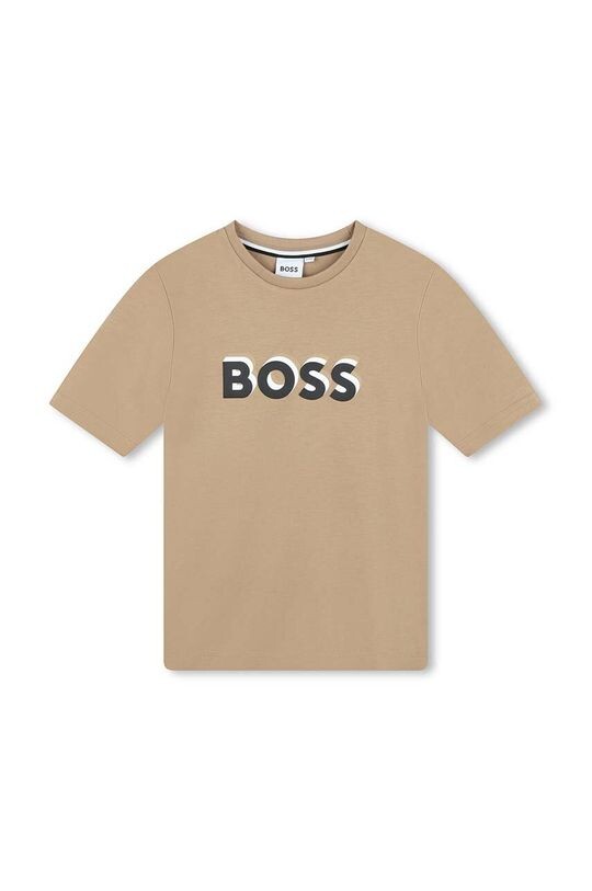 

Boss Детская хлопковая футболка, бежевый