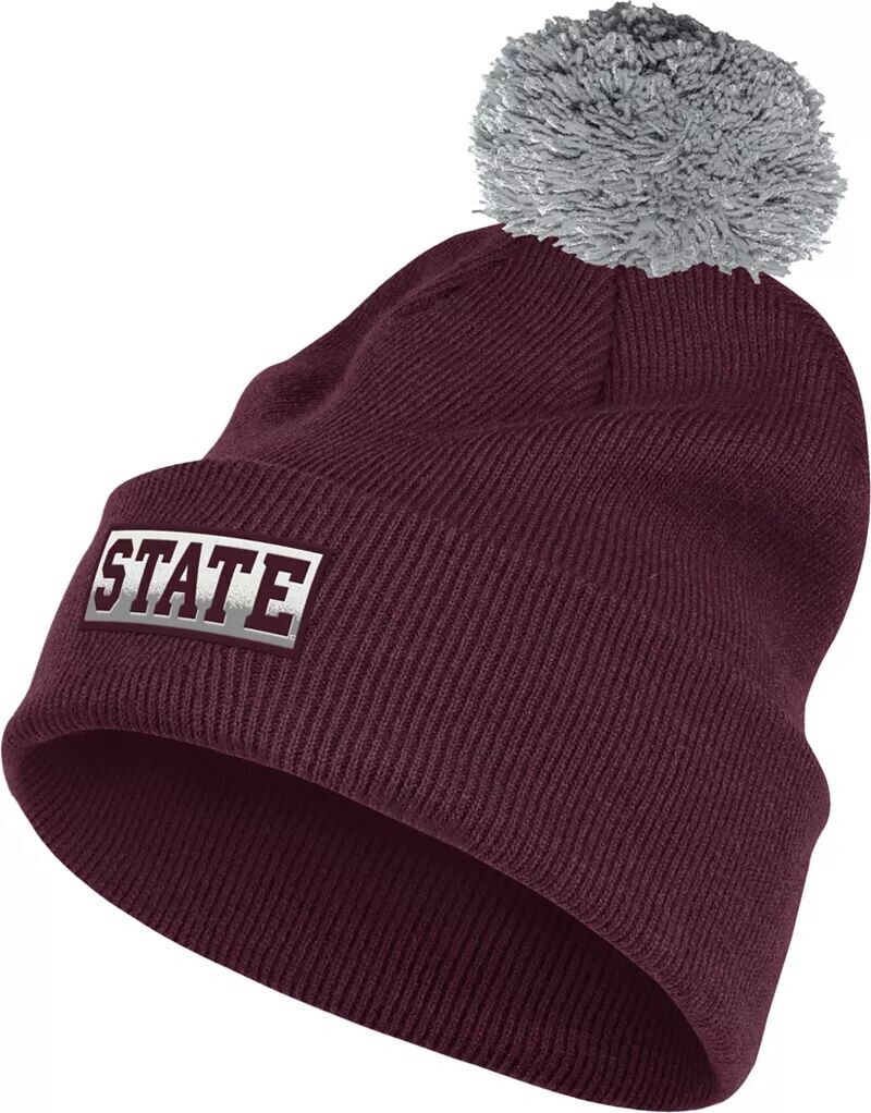 

Мужская темно-бордовая вязаная шапка Adidas Mississippi State Bulldogs с манжетами