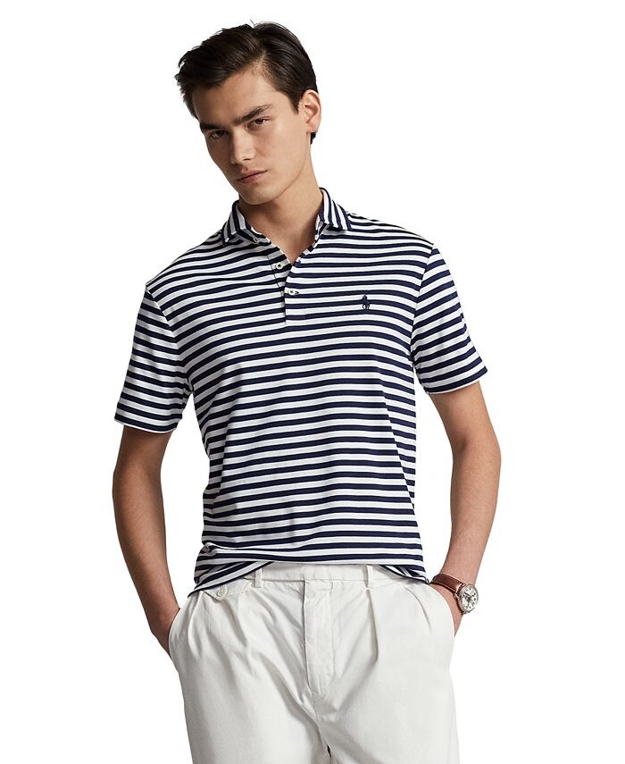 

Мужская рубашка поло классического кроя из мягкого хлопка Polo Ralph Lauren, цвет French Navy/white