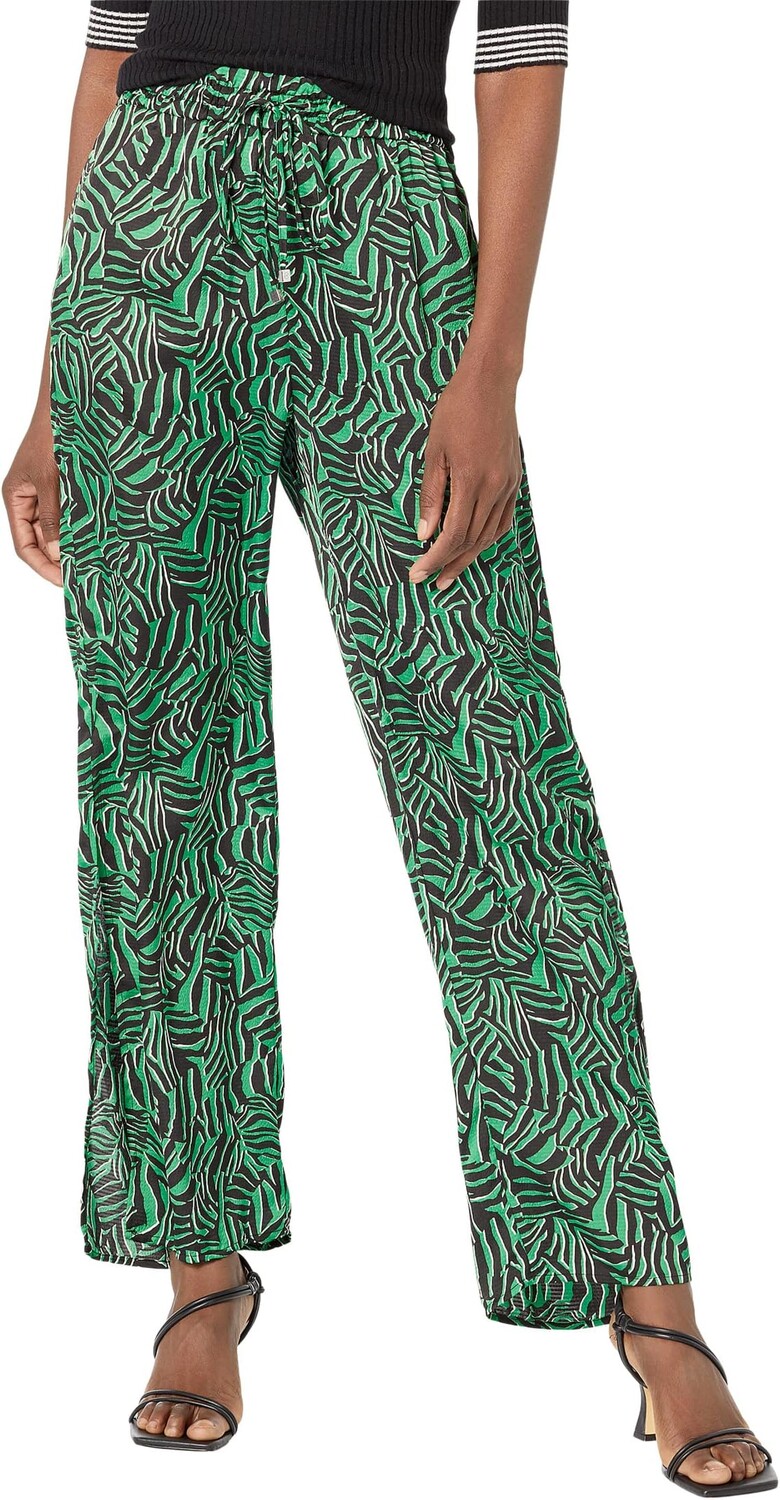 

Брюки с высоким разрезом под зебру MICHAEL Michael Kors, цвет Spring Green