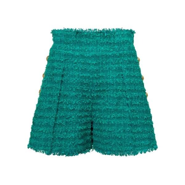 

Шорты shorts high waist with pinces and fringed he Balmain, зеленый