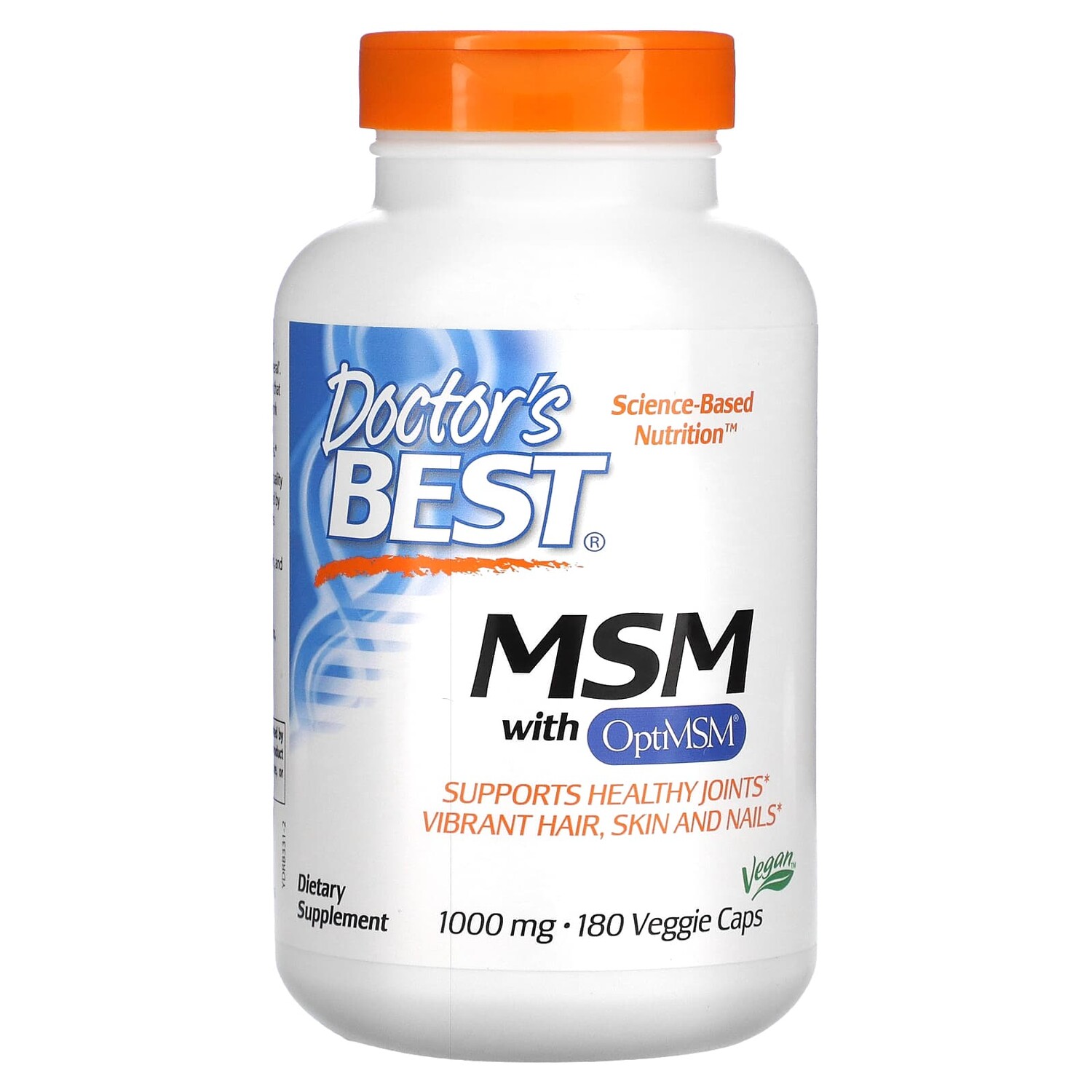 

МСМ с OptiMSM, 1000 мг, 180 растительных капсул, Doctor's Best