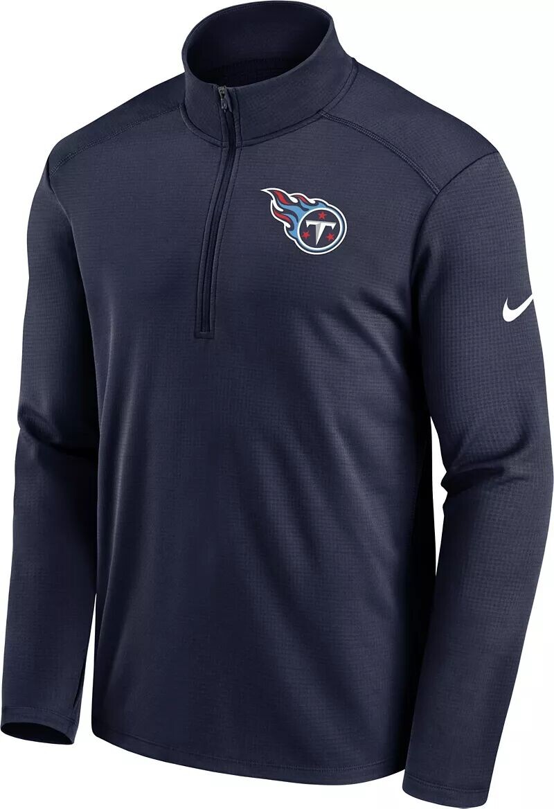 

Мужской темно-синий пуловер с молнией до половины длины Nike Tennessee Titans Logo Pacer