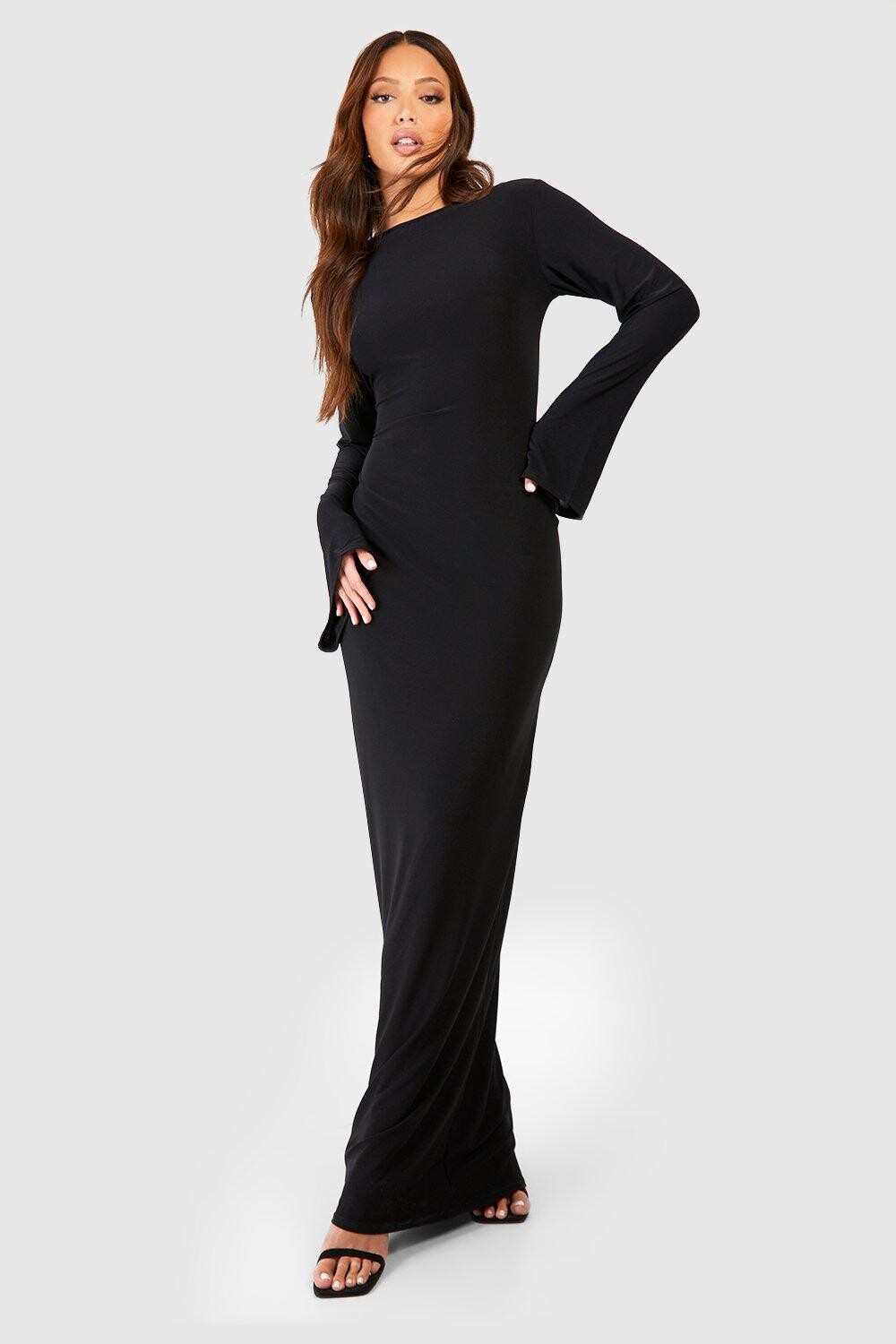 

Платье макси Tall Premium Soft Touch с расклешенными рукавами сзади boohoo, черный