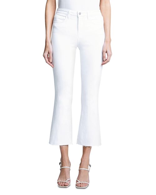 Укороченные расклешенные джинсы Kendra с высокой посадкой в цвете Белый L'AGENCE, цвет White