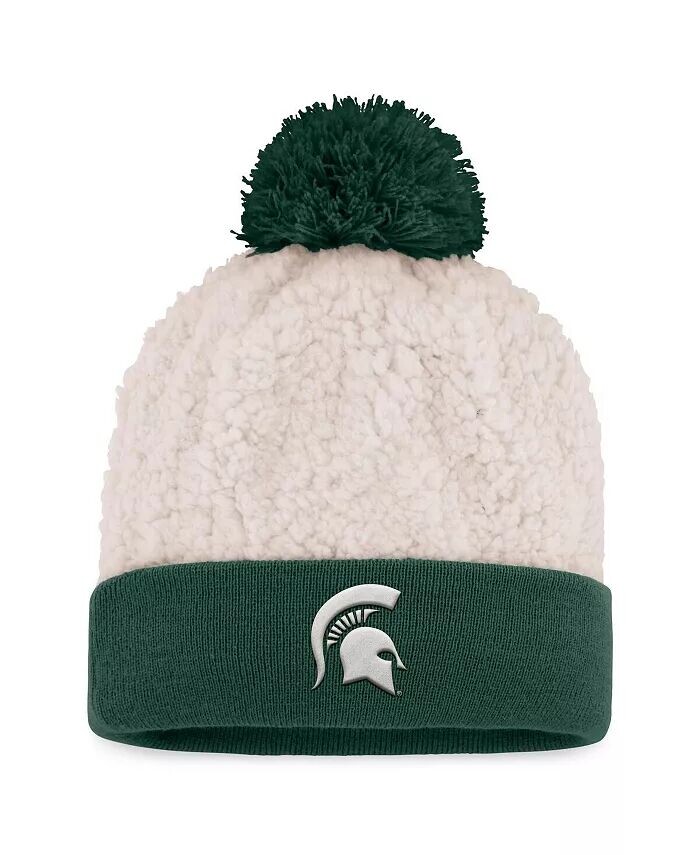 

Женская кремовая вязаная шапка с манжетами и помпоном Michigan State Spartans Grace Sherpa Top Of The World, слоновая кость/кремовый