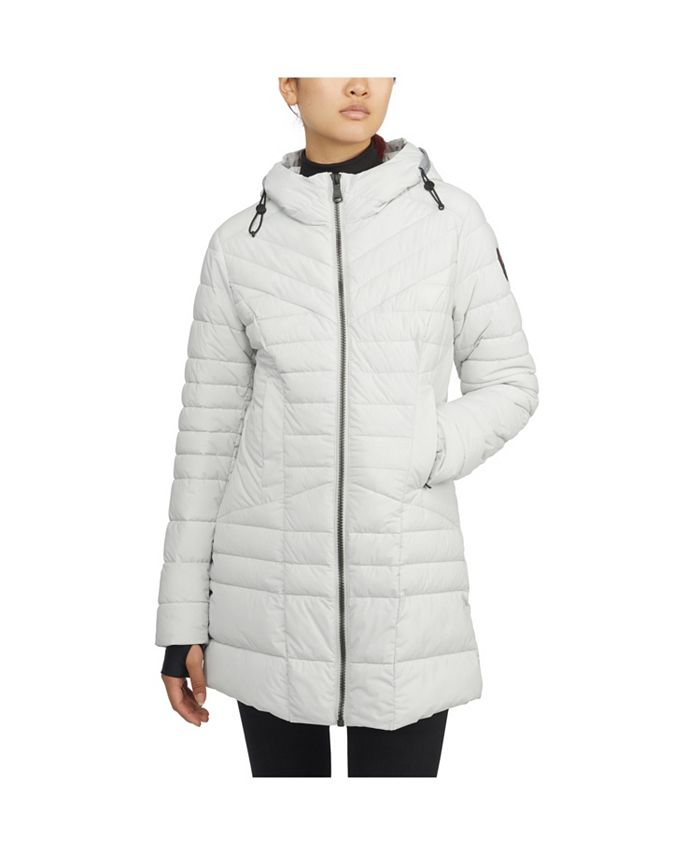 цена Женская куртка-пуховик Cort с фиксированным капюшоном и светоотражающей отделкой Pajar, серебро