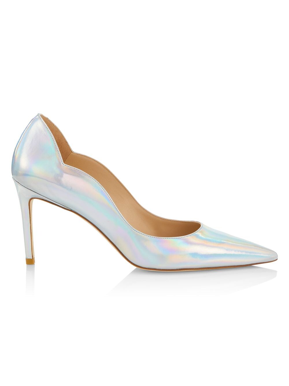 

Туфли-лодочки из металлизированной кожи с фестонами Stuart Weitzman, серебряный, Серый