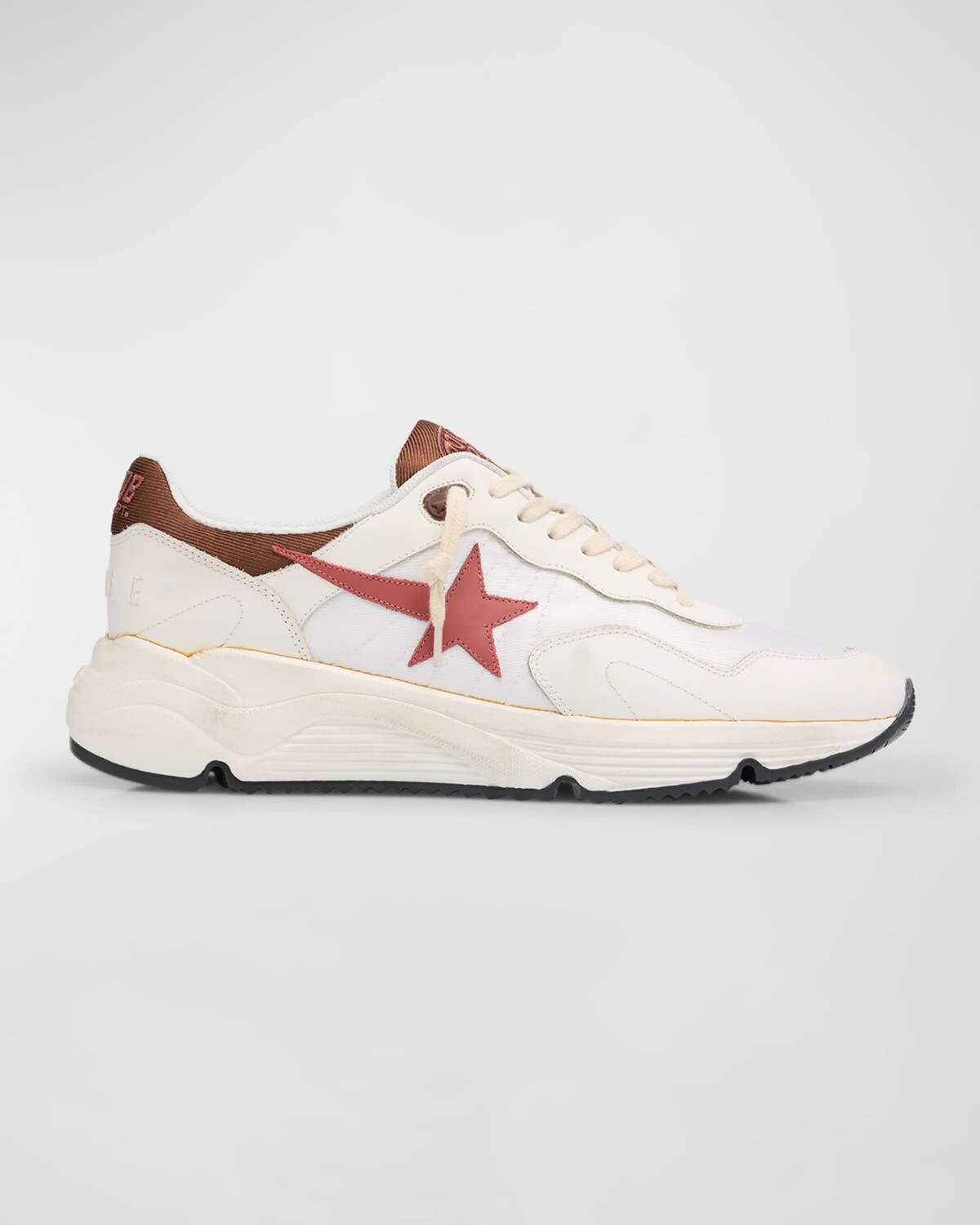 

Мужские беговые кроссовки из текстиля и кожи на подошве Golden Goose, цвет Whitebrandybrown