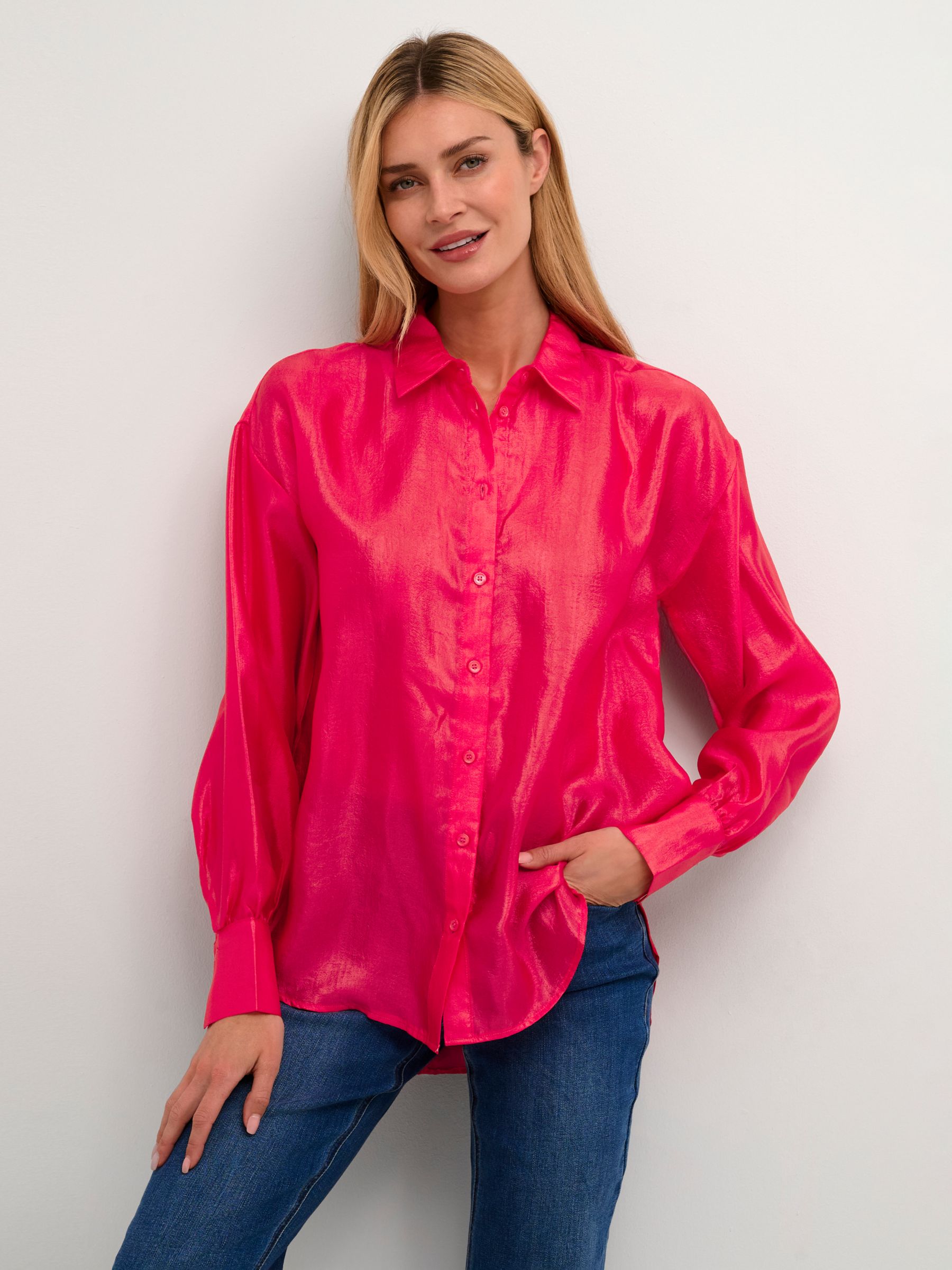 Рубашка свободного кроя Sabrina металлик KAFFE, виртуальный розовый блузка kaffe kajanna оливковый