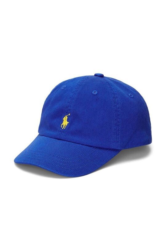 

Детская хлопковая шапка с козырьком Polo Ralph Lauren, синий