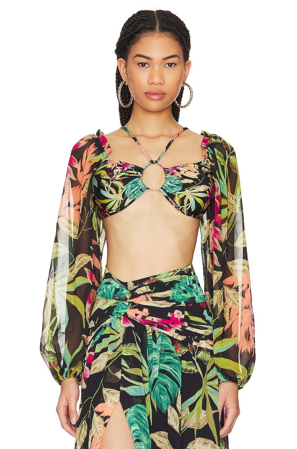 

Топ PatBO Tropicalia Stretch Crop, черный