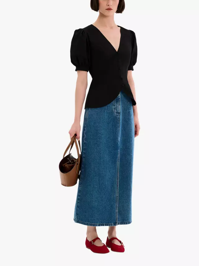 

Блуза OMNES Paighton Puff Sleeve, черный