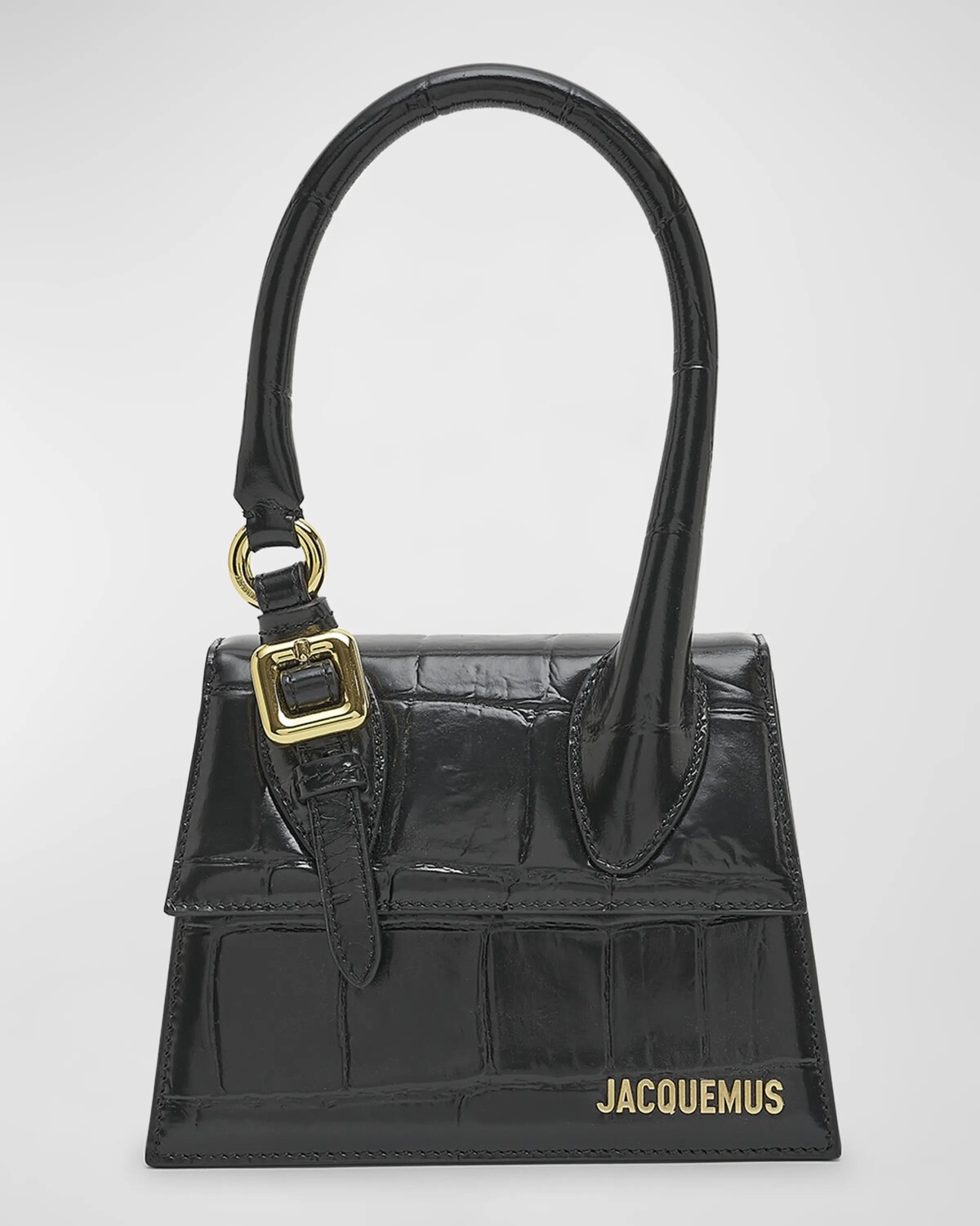 

Сумка Le Chiquito Moyen с тисненым крокодилом и верхней ручкой Jacquemus, цвет Black