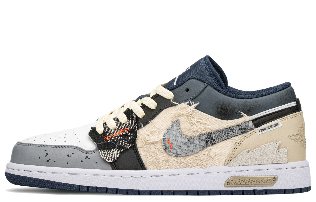 

Кроссовки Air Jordan 1 Vintage Basketball Shoes Men Low-top Black/beige, черный/хаки