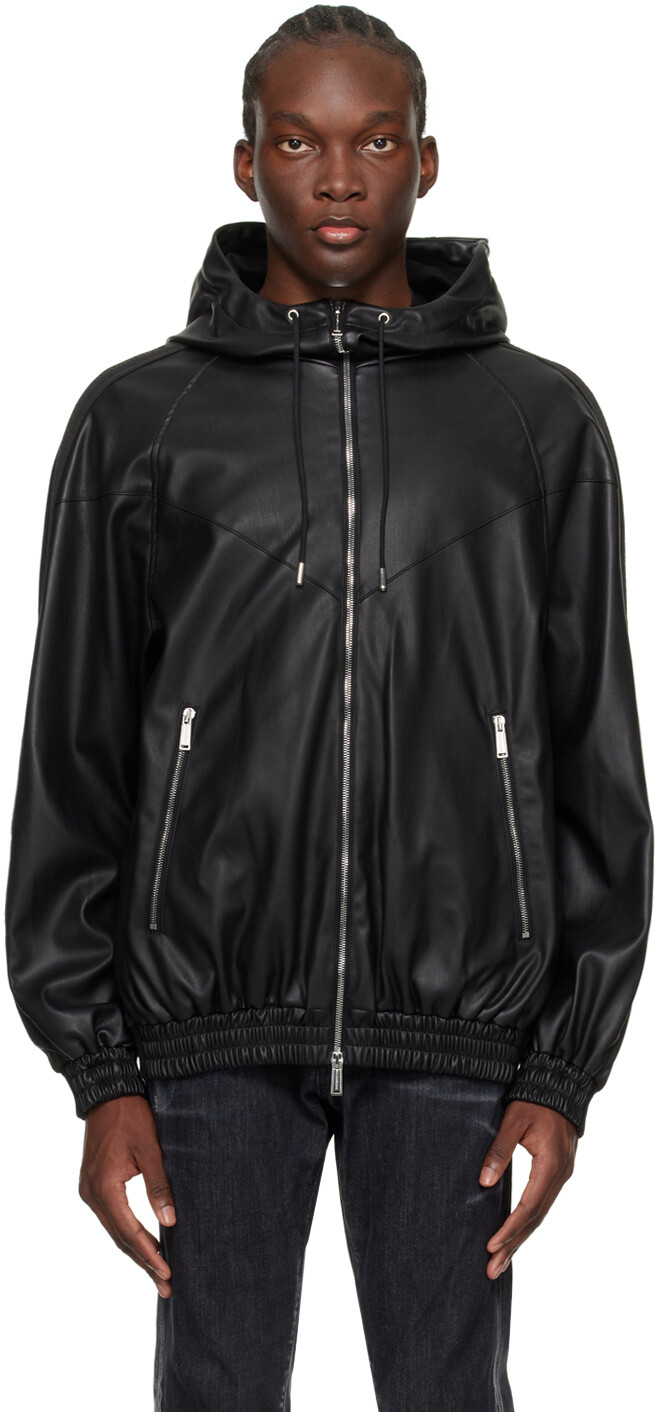 

Черная спортивная куртка из искусственной кожи Hybrid Swag Dsquared2
