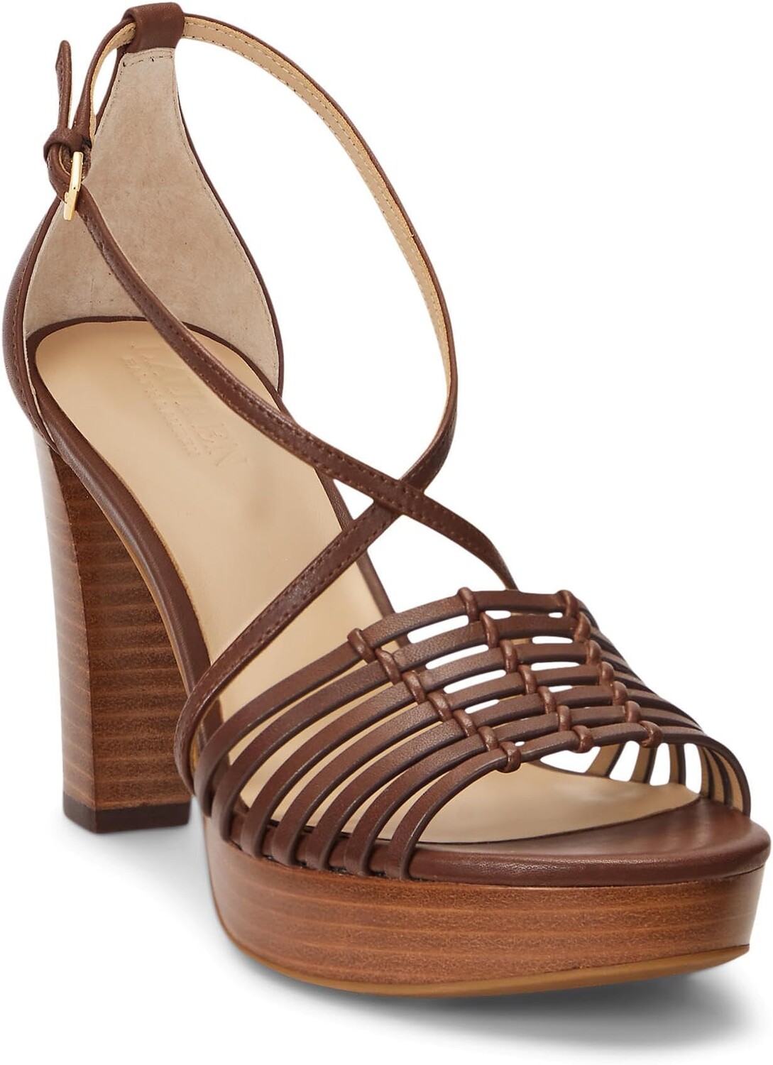 

Босоножки Shelby Burnished Leather Platform Sandal LAUREN Ralph Lauren, цвет Dark Maple