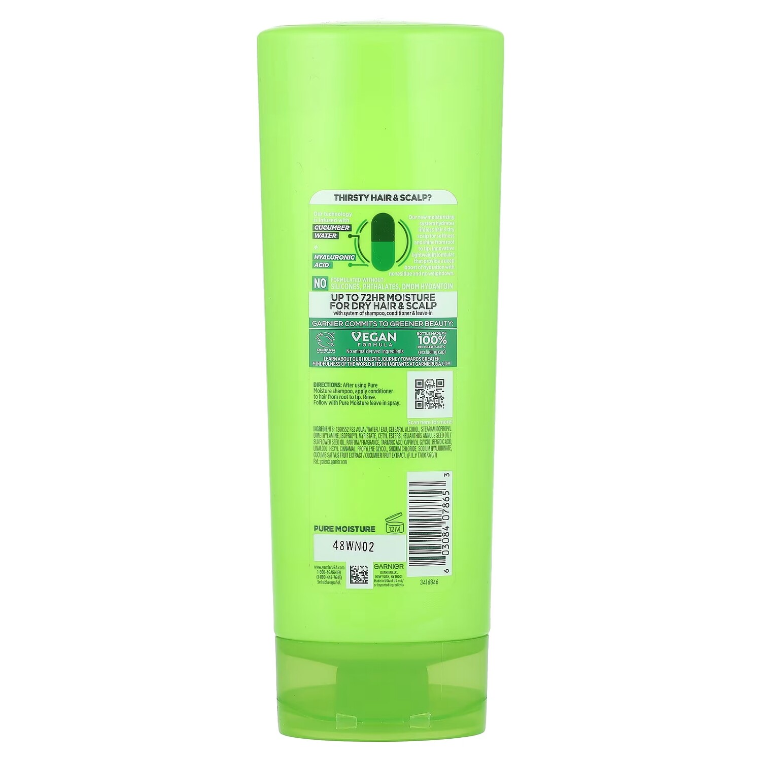 цена Кондиционер увлажняющий Garnier Fructis Pure Moisture для сухих волос и кожи головы, 334 мл