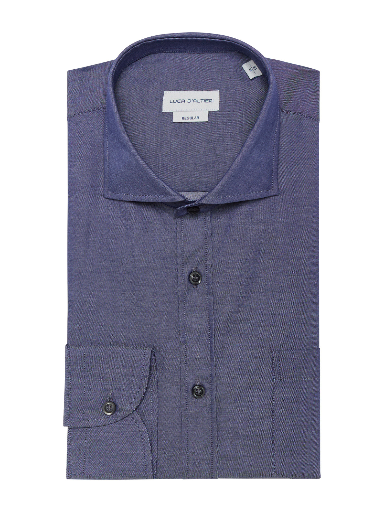 Luca D'Altieri повседневная рубашка стандартного кроя из чистого хлопкового твила, синий luca d altieri повседневная рубашка стандартного кроя из поплина из чистого хлопка голубой