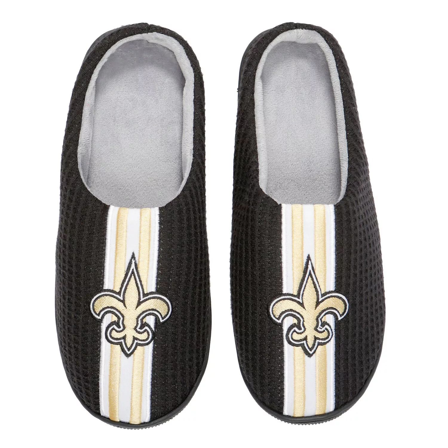 

Мужские черные шлепанцы из пены с эффектом памяти FOCO New Orleans Saints Team Stripe