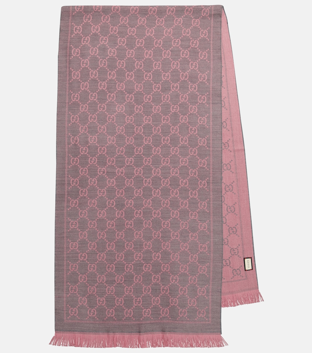 Шерстяной жаккардовый шарф с узором GG Gucci, коричневый ткань gucci жаккард
