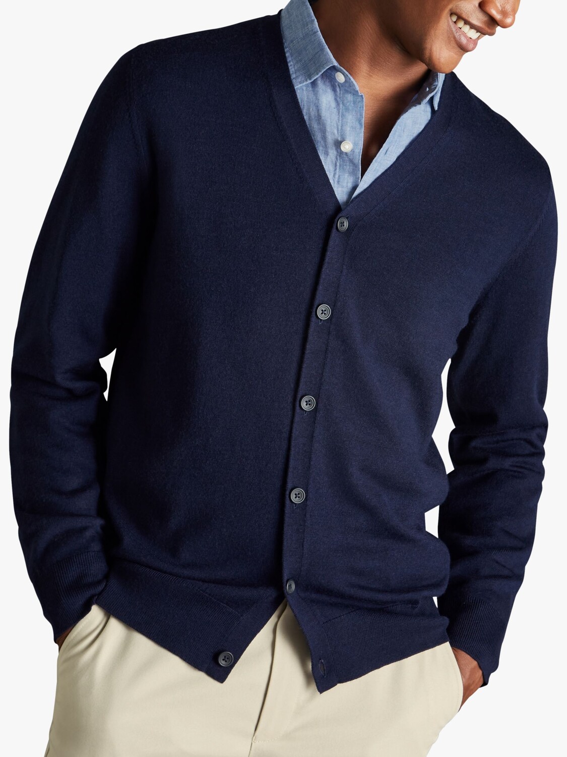

Кардиган Charles Tyrwhitt из мериносовой шерсти, темно-синий