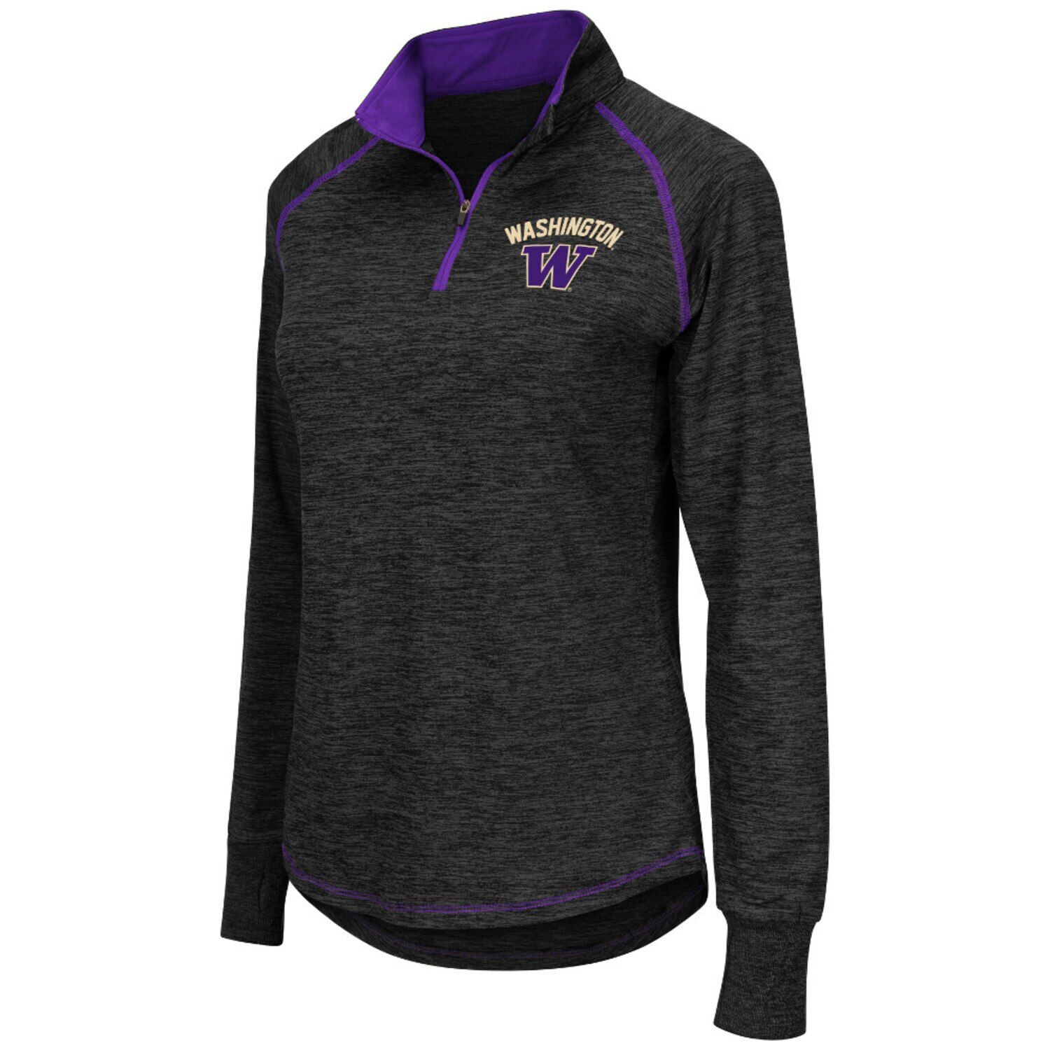 

Женская черная куртка Colosseum Washington Huskies Bikram с длинным рукавом и молнией 1/4 Colosseum, Черный