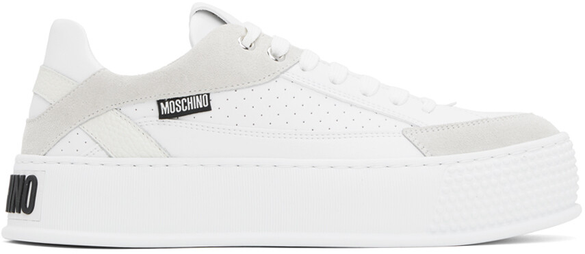 

Бело-серые кроссовки с выпуклостями и полосками Moschino, цвет Mix bianco