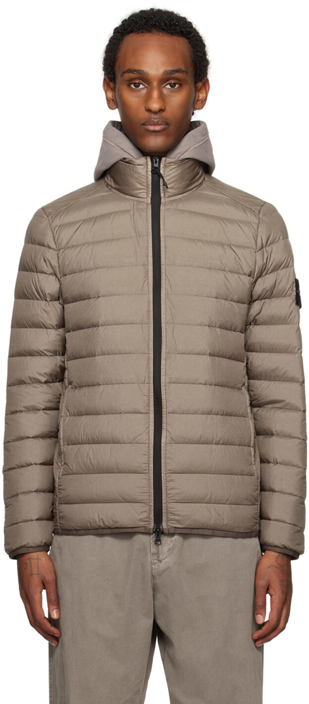 

Серый тканый пуховик Chambers Loom Stone Island