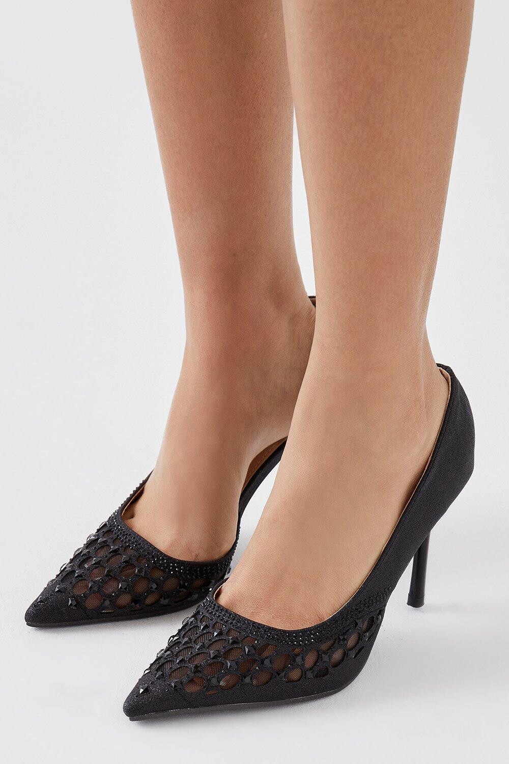 

Туфли-лодочки с сетчатой ​​отделкой Emmi Dorothy Perkins, черный