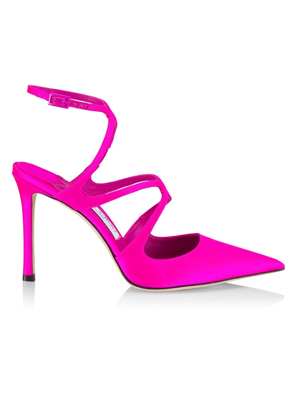 

Атласные туфли-лодочки Azia 95MM с ремешками Jimmy Choo, фуксия