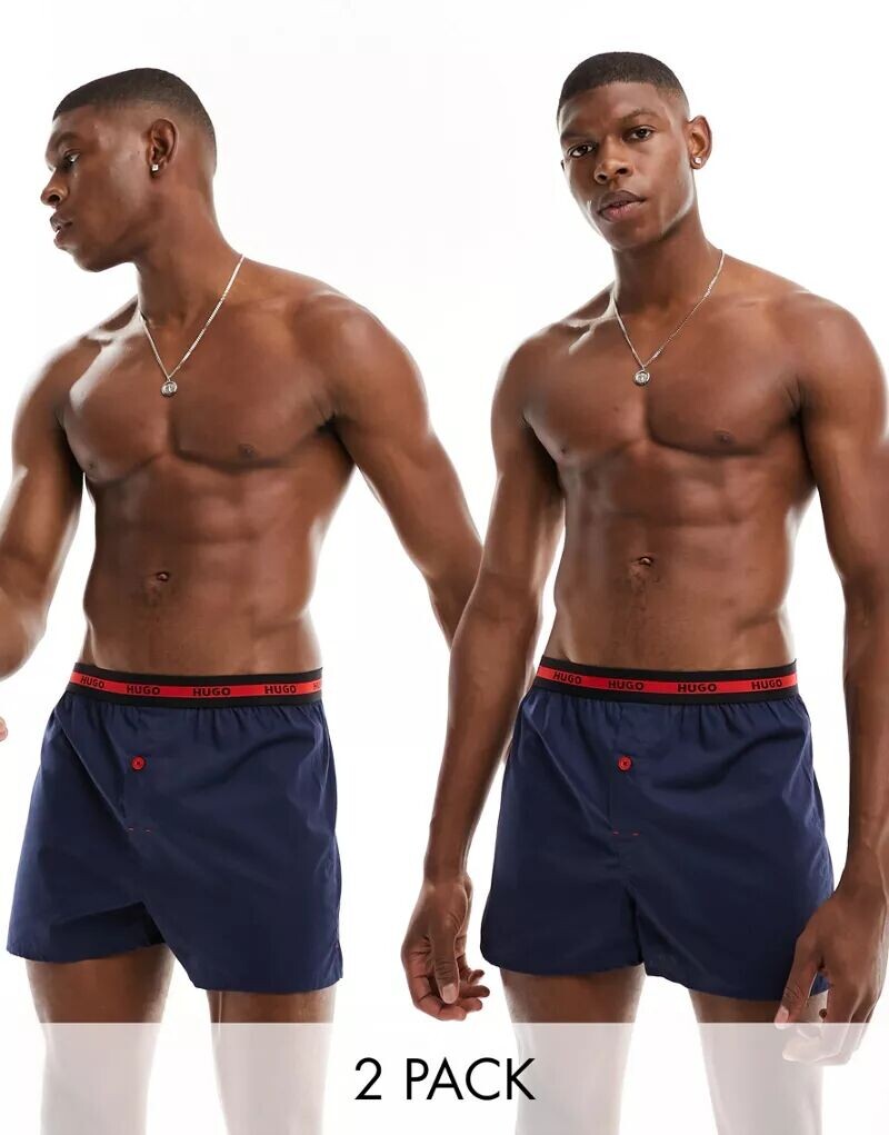 

Набор темно-синих боксеров из ткани HUGO Bodywear (2 шт.) Hugo Red