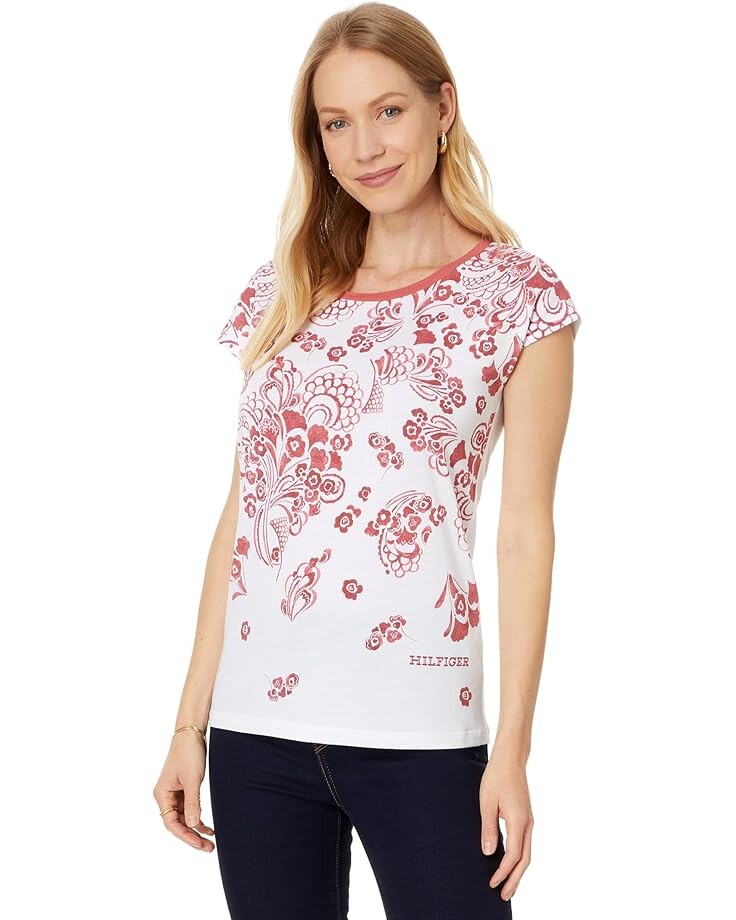 

Футболка Tommy Hilfiger Ombre Floral Tee, цвет Mineral Red Multi