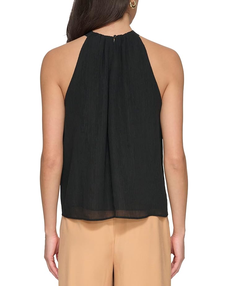Блуза DKNY Sleeveless Crinkle Rayon Crossover Blouse, черный