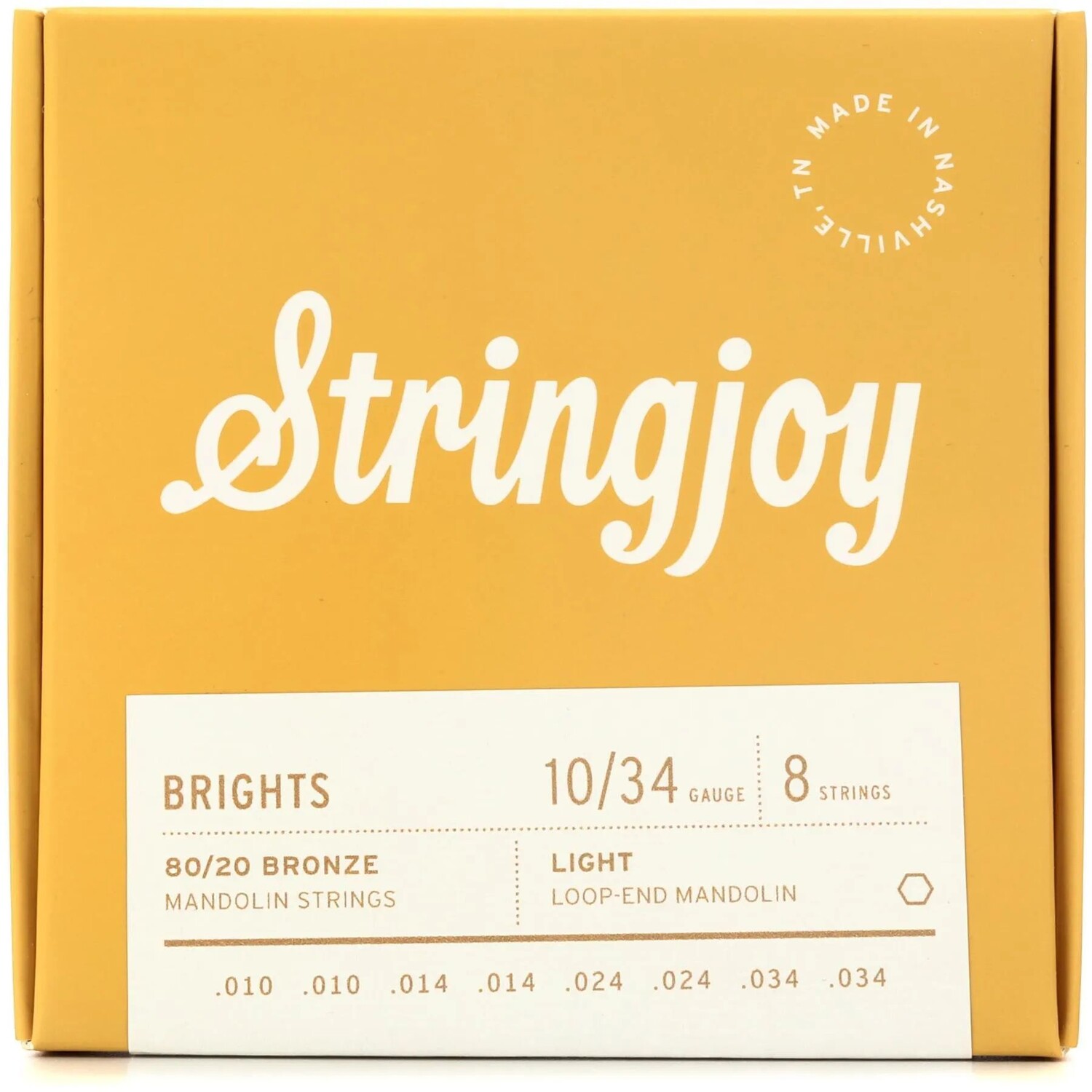 

Новые струны мандолины Stringjoy Brights 80/20, бронзовые — .010 — .034, светлые