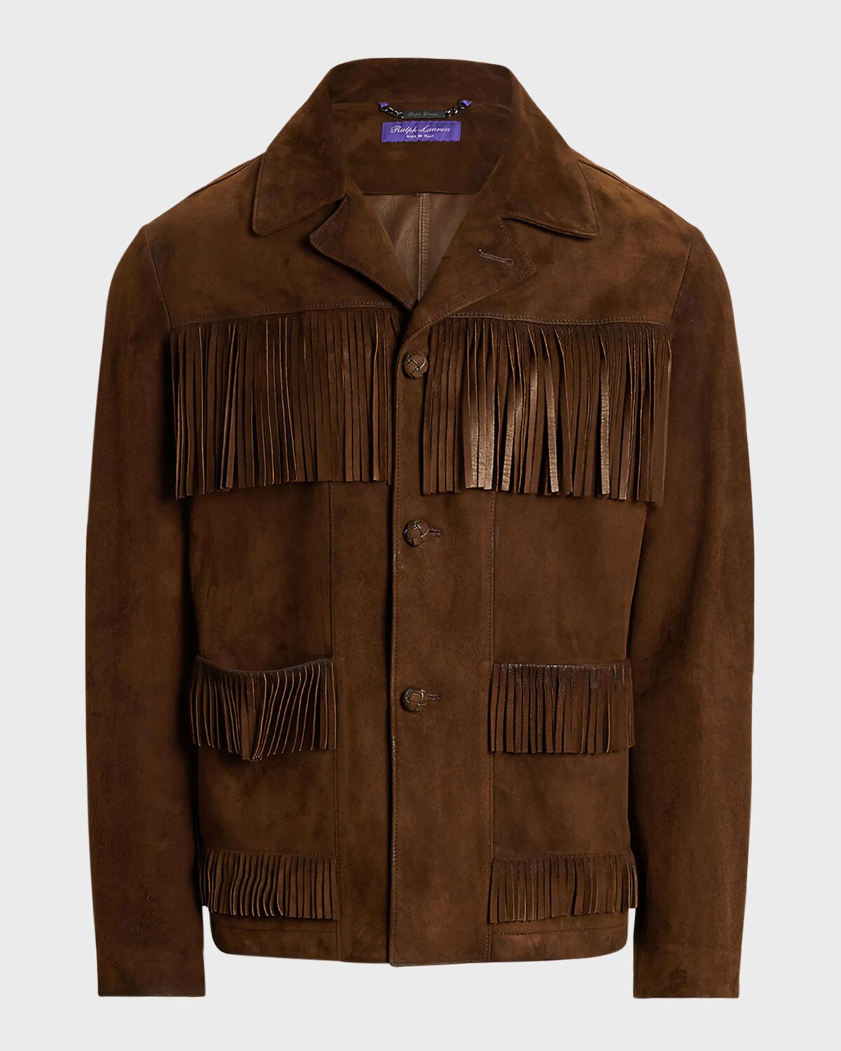

Мужская замшевая куртка с бахромой Ralph Lauren Purple Label, коричневый