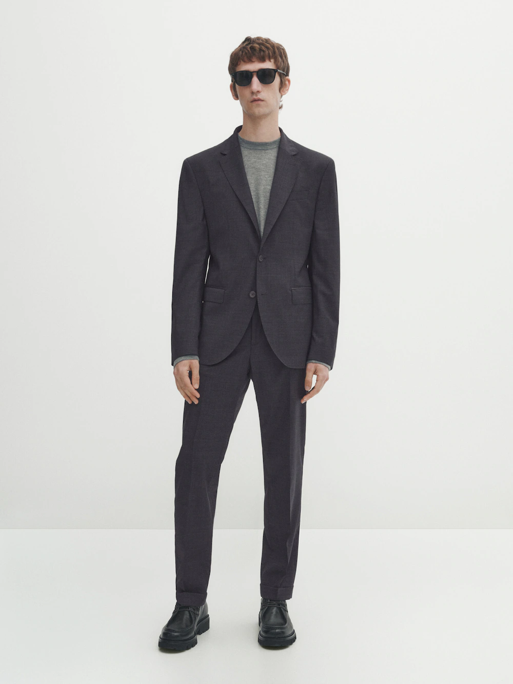 

Шерстяные брюки super 120's check Massimo Dutti, серый