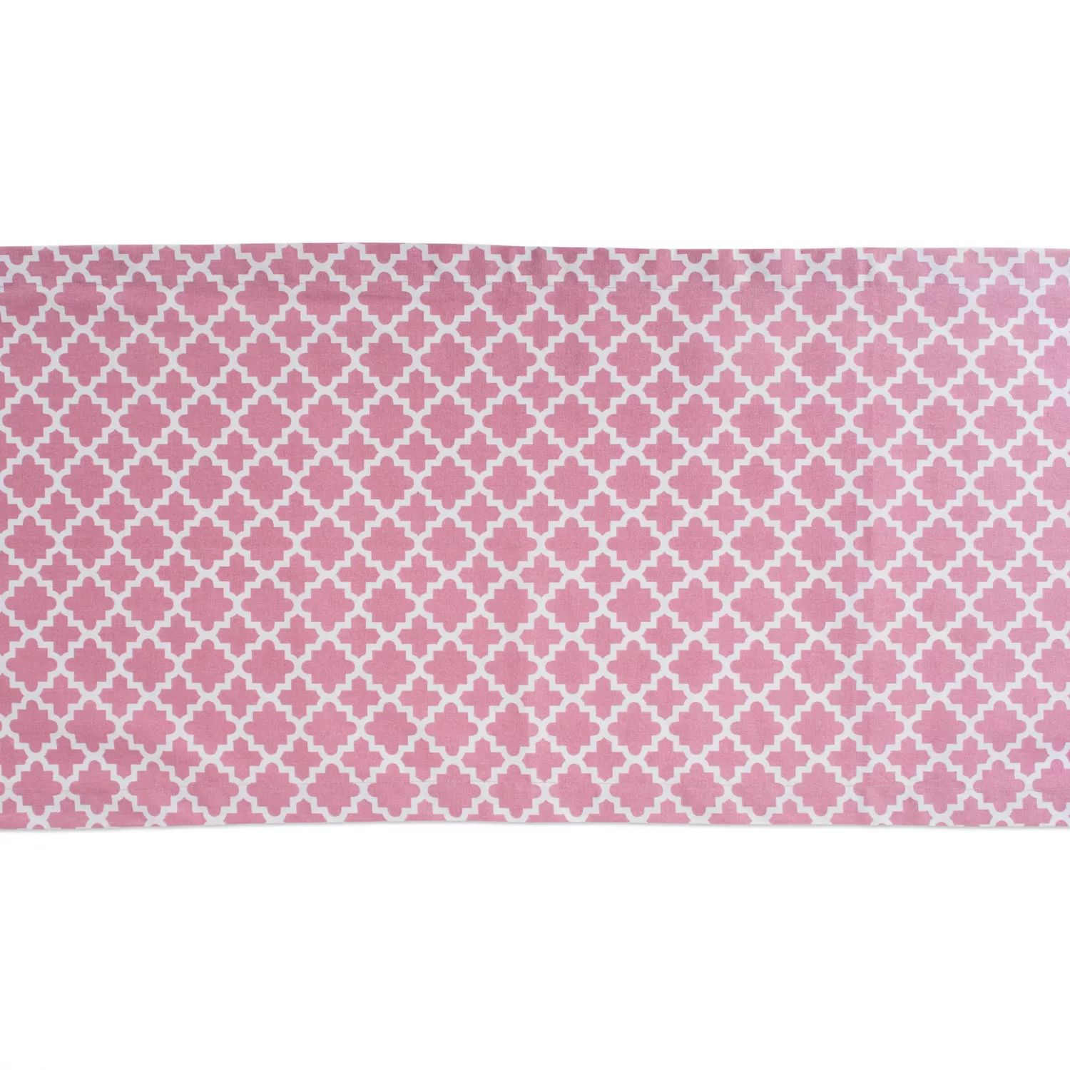 Марокканская прямоугольная дорожка для стола 108 дюймов, розовая и белая