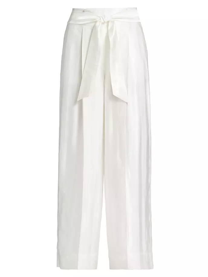 Широкие брюки Екатерины с поясом Elie Tahari, цвет sky white