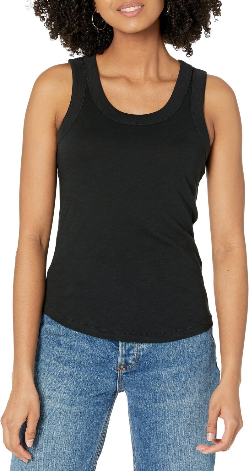 

Майка Whisper Cotton Scoopneck Tank Top Madewell, цвет True Black