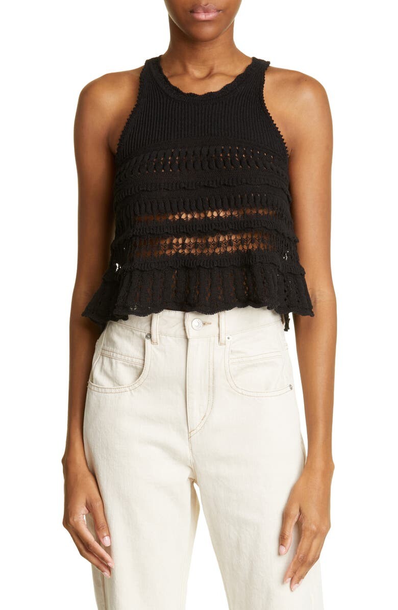 

Хлопковая майка-свитер Fico Pointelle Racerback ISABEL MARANT ÉTOILE, черный