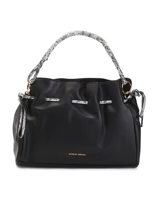

Сумка из искусственного шнурка со змеиной отделкой Badgley Mischka, черный