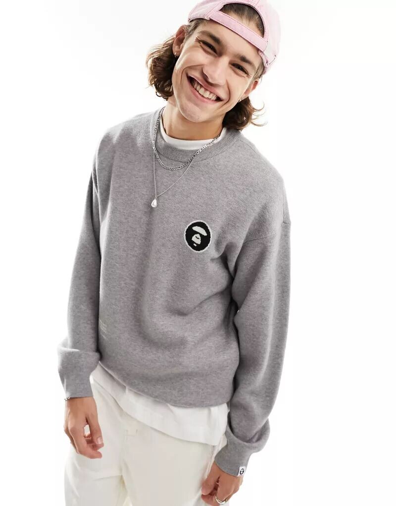 

AAPE by A BATHING APE – Now – вязаный свитер серого цвета
