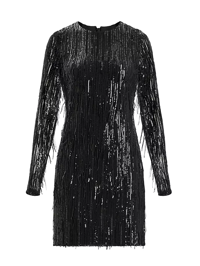 

Мини-платье с бахромой и пайетками Zac Posen, черный