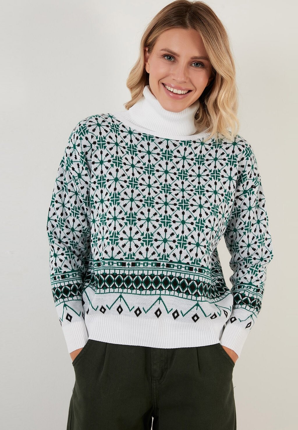 

Свитер LELA Regular Fit, зеленый, Зеленый;серый