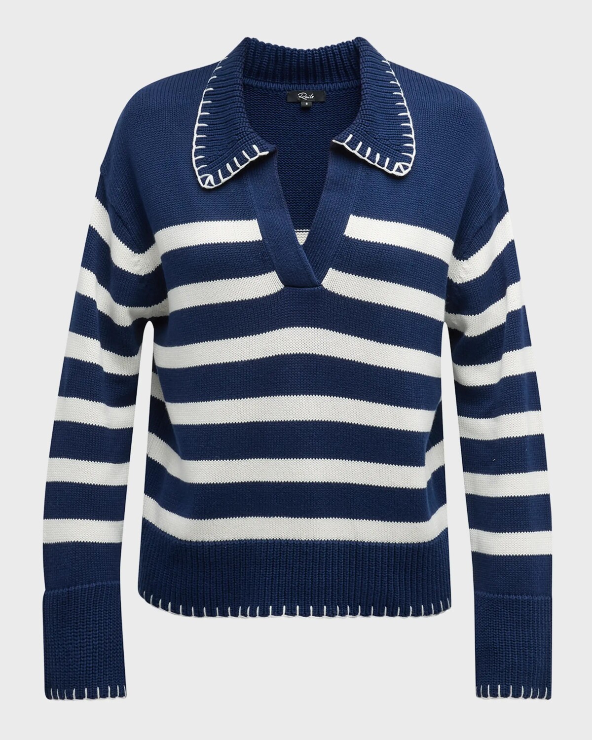 

Шерстяной кашемировый свитер в полоску Athena Rails, цвет Navy Ivory Stripe